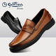 金利來(lái)（Goldlion）男鞋 圓頭男士樂(lè )福鞋 套腳商務(wù)休閑皮鞋男 棕色 41 比標準碼皮鞋偏大一碼