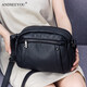 ANDSEEYOU品牌 斜挎包女 新款真皮斜挎女包時(shí)尚百搭女士頭層牛皮軟皮包包女 黑色