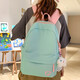 鷗咖諾 書(shū)包女韓版ins校園百搭多巴胺雙肩包小清新初高中大學(xué)生簡(jiǎn)約背包 綠色 不帶掛飾