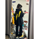 索菲堡 純棉2024秋冬oversize美式寬松hiphop外套情侶加絨衛(wèi)衣女ins潮流 黑色薄款 L