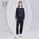 玖姿（JUZUI）商場同款休閑褲女裝秋款時尚中腰褲子JWCQ11121 素黑 XL