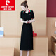 皮爾卡丹（pierre cardin）女裝過膝polo連衣裙女夏季寬松遮肚直筒顯瘦休閑運動長款裙潮夏天 藏青色 2XL 建議125135斤