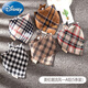 迪士尼（Disney）純棉寶寶口水巾嬰兒三角巾圍嘴按扣雙層圍兜新生兒童圍巾格子四季 英倫潮流風(fēng)-A組