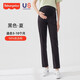 費雪純棉孕婦褲子秋冬季外穿大碼加絨加厚直筒牛仔褲小個(gè)子休閑褲 黑色【夏款】 M【建議體重108-115斤】