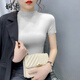 嫻柔 莫代爾半高領(lǐng)T恤女短袖緊身內搭打底衫2026春夏新款百搭薄款上衣 白色 S