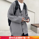 嘉曄針織開(kāi)衫男港風(fēng)ins潮韓版慵懶風(fēng)外穿毛衣潮流文藝風(fēng)秋季外套 灰色 XL