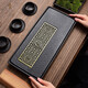 縱歡 日式陶瓷茶盤(pán)家用干泡茶臺辦公室小型茶臺茶托盤(pán)簡(jiǎn)約儲水式茶盤(pán) 陶瓷干泡盤(pán)-黑色