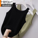 莫代爾單/兩件裝秋季吊帶螺紋背心女大碼修身外穿內搭打底衫無(wú)袖薄潮流 黑色-綠色【兩件裝】 L 【96-110斤】