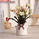 糜鴻（MIEHONE）衛生間洗漱臺擺件 花盆衛生間洗漱臺裝飾擺件電視柜is擺設品綠植 粉白小玫瑰