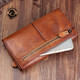 ANDSEEYOU品牌 男士手工真皮長(cháng)款錢(qián)包 復古頭層牛皮拉鏈男女手包 情侶潮皮夾子 多卡位商務(wù)錢(qián)夾 棕色