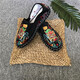 ZOCI刺繡布鞋春夏季老北京款花布鞋男龍圖案刺繡民族風(fēng)社會(huì )一腳蹬板鞋 黑招財麒麟 43 (265mm)