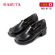 HARUTAHaruta4710英倫小皮鞋女粗跟單鞋圓頭樂(lè)福鞋中跟休閑百搭JK制服鞋 黑色 38
