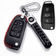 適用奧迪Q3鑰匙套Q2L/A3/A1老款Q7/Q5/TT/A6L折疊真皮鑰匙包男扣 黑色紅線(xiàn)