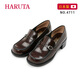 HARUTAHaruta4711日系休閑英倫風(fēng)百搭粗中跟小皮鞋樂(lè)福鞋女正統(tǒng)jk制服鞋 棕色 37