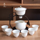 禾陽 器氏風瓷自動茶具家用懶人泡茶器辦公陶瓷功夫茶具泡茶壺茶杯套裝 風瓷自動茶具+6杯