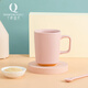千峰越瓷陶瓷馬克杯辦公男女簡(jiǎn)約北歐ins風(fēng)帶勺創(chuàng  )意喝水咖啡杯子 380ml啞光粉（送攪拌勺）