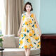 iosn棉綢女睡衣新款夏媽媽睡裙中長(cháng)款無(wú)袖連衣裙人造棉家居服洋氣 黃底檸檬果 4XL 145-165斤
