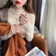 妃奧絨2023年早秋冬季針織衫毛衣內(nèi)搭純色薄款打底衫女木耳邊半高領(lǐng)上衣 杏色 XXL