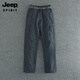 吉普（JEEP）防風(fēng)防水戶(hù)外沖鋒褲春秋新款男式加絨保暖工裝褲多口袋加厚休閑褲 灰色款  有腰帶 加絨 L (120-135斤)