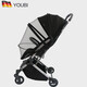YOUBI遛娃車(chē)蚊帳嬰兒手推車(chē)防蚊帳全罩式通用寶寶兒童車(chē)防蚊罩加大款 黑色蚊帳帶拉鏈-  嬰兒推車(chē)