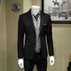 ANDSEEYOU潮牌 便攜西服 易打理西裝外套男士修身多口袋輕商務(wù)休閑帥氣男裝 純黑色 常規 52