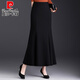 皮爾卡丹（pierre cardin）針織毛呢魚(yú)尾裙長(cháng)裙秋冬女新款高腰顯瘦加厚冬季休閑裙半身裙長(cháng)款 黑色厚面料款 裙長(cháng)90CM 3XL 【體重130-140斤】