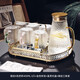 格娜斯（CRISTALGLASS）玻璃杯家用客廳耐高溫水杯家庭套裝泡茶杯帶把手高顏值喝水杯子 400ml6只+金色架+富貴盤(pán)+三角壺