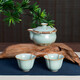 漢唐青瓷蓋碗茶杯防燙過(guò)濾泡茶碗景德鎮手抓壺功夫茶具開(kāi)片可養禮盒裝 清心蓋碗+2個(gè)似錦杯