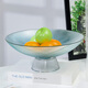 正想透明玻璃水果盤(pán)家居客廳茶幾餐廳糖果收納籃大號家用甜品沙拉碗 玻璃果盤(pán)-淡藍色大號
