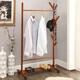 雅客集實(shí)木衣帽架落地多功能帶掛鉤創(chuàng  )意衣架帶輪子家用衣服掛架帶儲物架 胡桃色 WN-16095WA