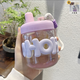波比熊（BOBBI BEAR）玻璃杯可愛(ài)水杯女生高顏值茶水分離玻璃杯夏季泡茶牛奶杯子 時(shí)尚玻璃杯紫400毫升+杯刷+3d貼