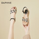 達(dá)芙妮（DAPHNE）涼鞋女夏高跟坡跟夏季新款學(xué)生厚底增高羅馬防水臺水鉆仙女風(fēng) 黑色 38 (240mm) 標(biāo)準(zhǔn)碼