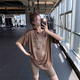 Quinientos顯瘦寬松大碼胖mm女健身服瑜伽服上衣速干跑步字母運(yùn)動(dòng)T恤衫網(wǎng)紅 咖色 S (80-140斤)