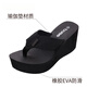 寶人（Boree）拖鞋女坡跟新品時(shí)尚外穿舒適瑜伽墊人字拖高跟防水臺夾腳涼拖鞋夏 黑色 37