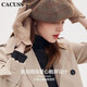cacuss純羊毛手套女冬季可觸屏時(shí)尚保暖舒適分指加絨加厚騎行女士手套S0082 駝色M