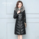GEBASHAN  品牌羽絨服女中長(cháng)款2025年新款冬季綿羊皮真皮韓版修身顯瘦外套 黑色【狐貍毛】 M