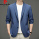 皮爾卡丹（pierre cardin）桑蠶絲休閑西服男中青年時(shí)尚外套薄春款加大碼禮服真絲單西裝 深藍色無(wú)痕款-2202 M 170
