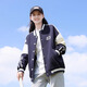 方糖姑娘初中生休閑運動棒球服外套少女春秋裝大童高中學(xué)生開衫衛(wèi)衣上衣女 83629SC藏青色外套 XXL