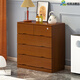 松園洛曼森 實(shí)木斗柜櫥簡(jiǎn)約現代儲物家具客廳臥室大容量五斗抽屜置物收納柜 五斗 胡桃色80*43*85cm