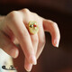 邁勒彥新疆白玉國潮戒指女琺瑯開(kāi)口小眾鑲復古宮廷古風(fēng)飾品羊脂級女j05