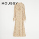 moussy 女裝新款優(yōu)雅淑女風(fēng)抽褶系帶刺繡連衣裙010FAW30-7330 071淺米色 M 00002