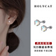 Holycat懷里貓925銀月光石耳釘女耳環(huán)養(yǎng)耳洞耳骨釘生日禮物送女友閨蜜螺絲耳飾 925銀月光石耳釘【一對】