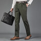 馳琴男士雙褶彈力商務(wù)休閑褲男秋冬季厚款高腰寬松男褲男裝春秋裝褲子 8908-17軍綠色 34 2尺7