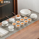 金鑲玉功夫茶具套裝 節(jié)日送禮禮品盒陶瓷茶壺茶杯側(cè)把 羊脂玉瓷松喬套組
