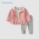 JELLYBABY女童三件套1-3歲兒童春季衣服洋氣嬰兒春秋寶寶春裝套裝 粉色 100