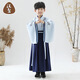 三象鯊S(chǎng)XS男女童漢服中國風(fēng)寶寶古裝兒童古代國學(xué)服裝男孩三字經(jīng)演出服 淺藍色大袖 140
