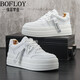 保菲羅亞增高鞋男士隱形內增高男鞋韓版潮流百搭小白鞋男士防滑厚底板鞋男 白色平底款 40