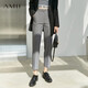 AMII女裝2025線(xiàn)雕褲子職業(yè)休閑褲秋季新款寬松直筒褲高腰九分 灰色 2XL 175/80A