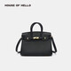 House of hello女包秋冬togo牛皮惡搞鉑金包手提手工荔枝紋真皮輕奢女包 25寸經(jīng)典黑金扣