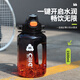 希樂(lè )（cille）大容量吸管水杯男女戶(hù)外運動(dòng)水壺學(xué)生夏季噸頓桶塑料杯雙飲杯子 漸變黑1.5L